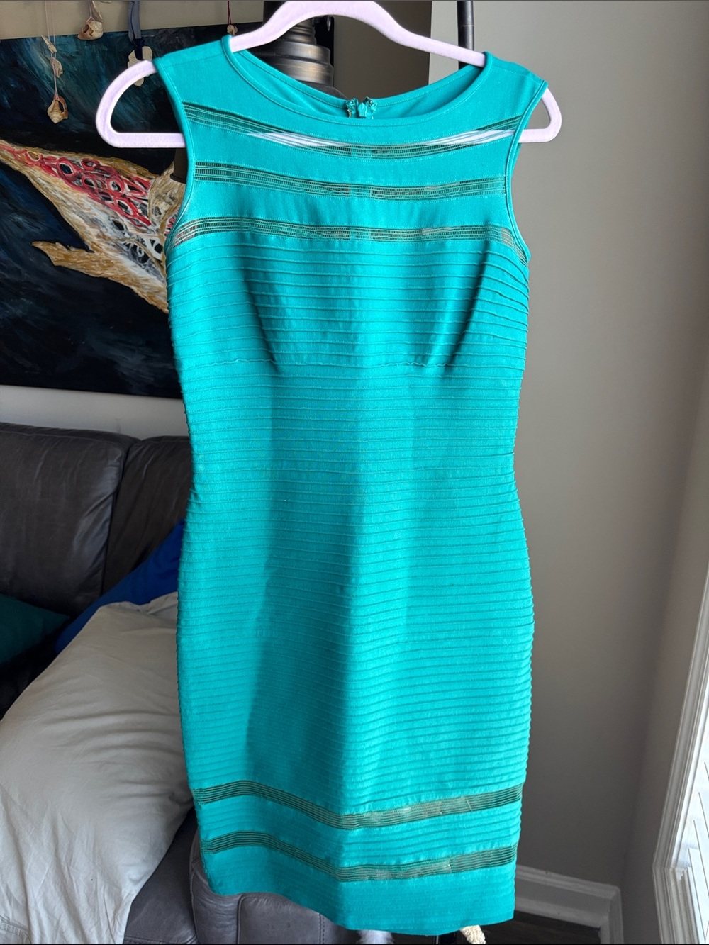 Tadashi Shoji Sleeveless Teal Bodycon Dress - Elegant Sheath Style XS